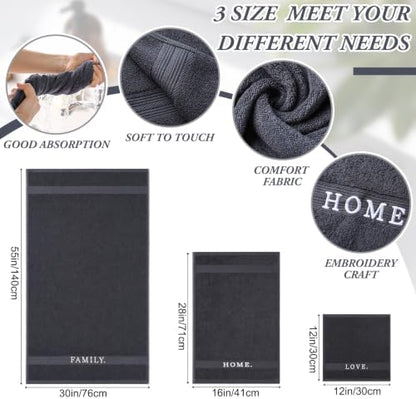 Hahafelt Decorative Bathroom Towel Set, Charcoal Grey