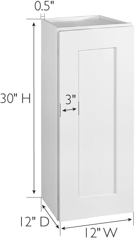 Design House Brookings Shaker Fully Assembled Wall Kitchen Cabinet W1230, 12 W x 12 D x 30 H, Painted White, Solid Wood, Design House, 613489