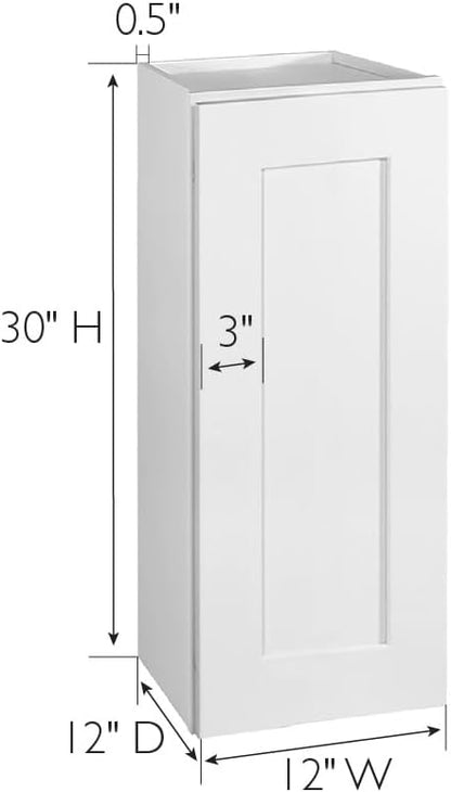 Design House Brookings Shaker Fully Assembled Wall Kitchen Cabinet W1230, 12 W x 12 D x 30 H, Painted White, Solid Wood, Design House, 613489