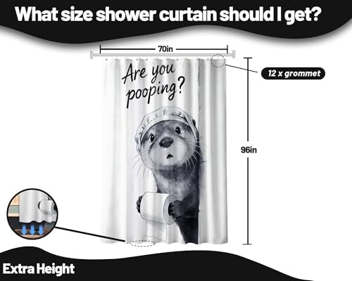 Extra Tall Shower Curtain XL are You Pooping Otter, 70 x 96 Inchs