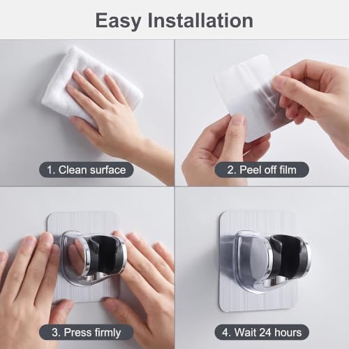 2 Pcs Adjustable Suction Cup Shower Head Holder Removable No Drill for Bath