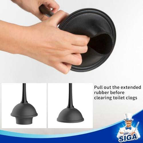 MR.SIGA Toilet Plunger and Bowl Brush Combo for Bathroom Cleaning, Black