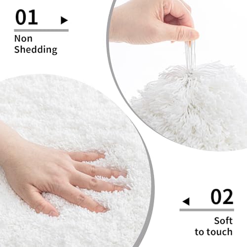 Disolla White Bathrom Runner Rug 24x70 - Extra Large Soft Plush Bath Mat, Thick Long Non-Slip Shaggy Floor Mat, Ultra-Absorbent for Master Bathroom Vanity