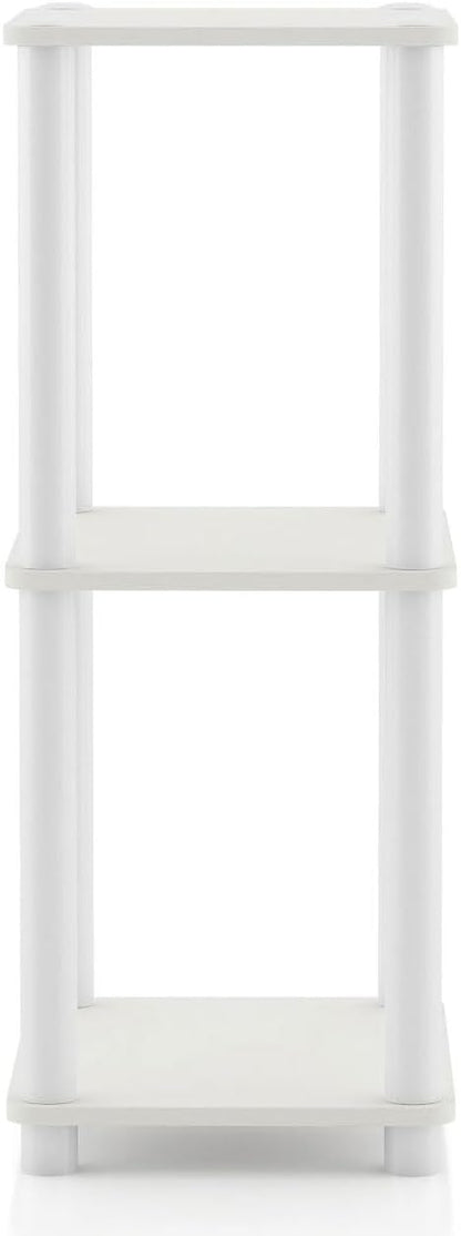 Homes: Inside + Out Apexa Modern 3-Tier Narrow Shelving Units, Collectibles Display Shelves, Easy Assembly Standing Shelf, Home Storage Organizer for Living Room, Bedroom, Office, White