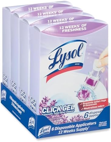 Lysol Click Gel Automatic Toilet Bowl Cleaner, Bathroom Essentials, Toilet Freshener, Refreshing Lavender Scent, 6 Count (Pack of 1)