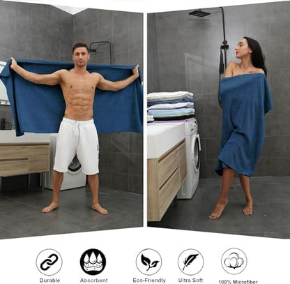 Extra Large Bath Towel Sheet Set 35x70 Inches, Oversized Bath Towels Set,Jumbo Large Microfiber - Quick Dry,Lightweight,Super Soft,Highly Absorbent Towel Set for Bathroom,Hotel,SPA,Pack of 4(Navy)
