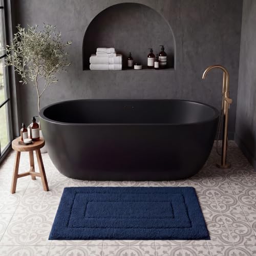 GRANNY SAYS Blue Bathroom Rug 16" x 24", Non-Slip Microfiber Bath Mat