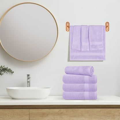 GLAMBURG Ultra Soft 6-Piece Hand Towel Set 16x28-100% Ringspun Cotton - Durable & Highly Absorbent Hand Towels - Ideal for use in Bathroom, Kitchen, Gym, Spa & General Cleaning - Purple