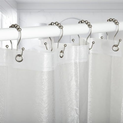 Goowin Shower Curtain Hooks, 12 Pcs Shower Curtain Rings, Stainless Steel Shower Curtain Hangers, Double Hook Shower Curtain Hooks, Smooth Sliding Anti-Drop Shower Rings for Curtain (Matte Nickel)