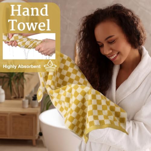 Hahafelt Decorative Bathroom Towel Set,Colorful,Checkered
