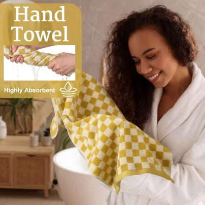 Hahafelt Decorative Bathroom Towel Set,Colorful,Checkered