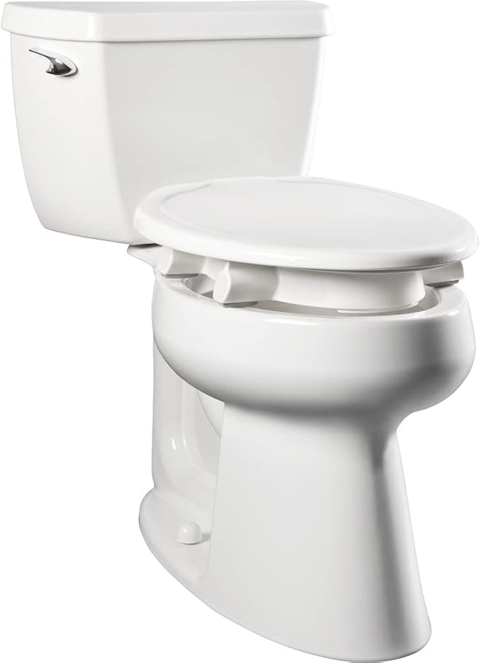 Bemis Assurance 3" Raised Toilet Seat for Seniors, Made in USA, Secure Hinges, Clean Shield Guard, Elongated, White