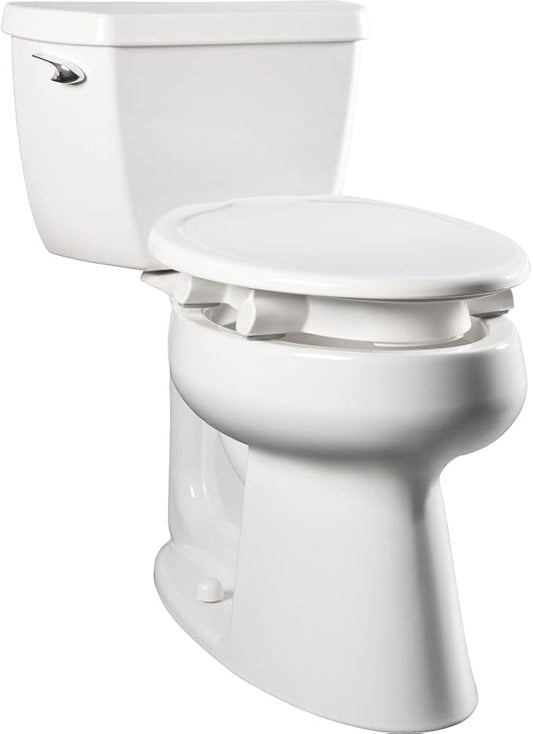 Bemis Assurance 3" Raised Toilet Seat for Seniors, Made in USA, Secure Hinges, Clean Shield Guard, Elongated, White