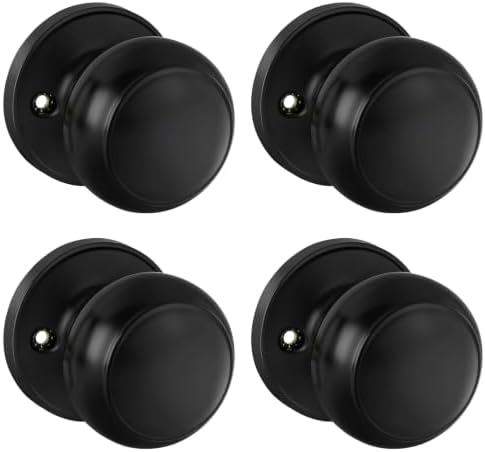 Haidms 2 Pack Black Dummy Door Knobs, Half Matte Black No-Turning Dummy Closet Doors Single-Sided Door Locks (4 Pieces/2 Pairs)