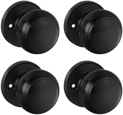Haidms 2 Pack Black Dummy Door Knobs, Half Matte Black No-Turning Dummy Closet Doors Single-Sided Door Locks (4 Pieces/2 Pairs)