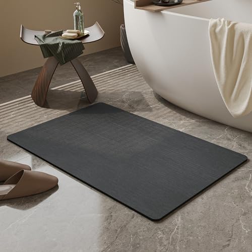 Mecko Bath Mat Ultra Thin Black, 16"x24"