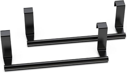 Towel Rack for Cabinet, Strong Steel Kitchen Over Cabinet Towel Bar Holder, 9" Wide - 2 Pack - Black