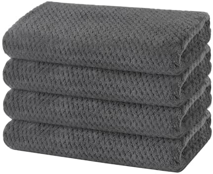 KinHwa Gray Hand Towels for Bathroom, Microfiber Face Towels, 11x20 Inch