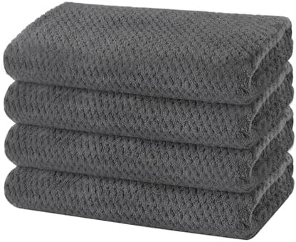 KinHwa Gray Hand Towels for Bathroom, Microfiber Face Towels, 11x20 Inch