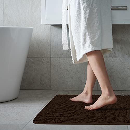 Secura Bathroom Rugs 17x24, Ultra Soft Chenille Bath Mat, Super Absorbent & Quick Dry Bathroom Mat, Non Slip Machine Washable Bath Rugs for Tub, Shower, Home Decor Accessories (Chocolate Brown)