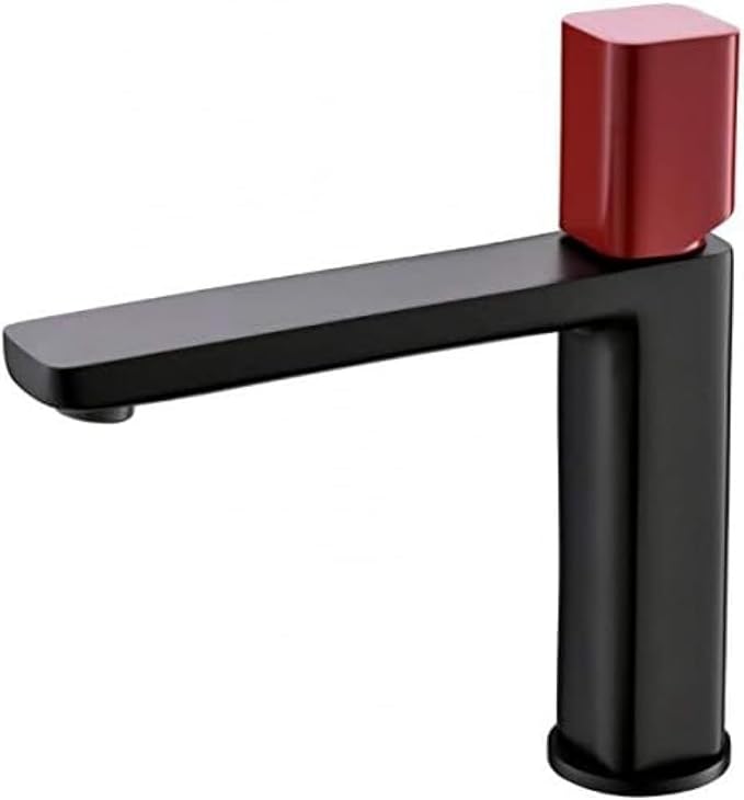 Basin Faucet Bathroom Sink Mixer Tap Brush Gold Chrome Black Red Fashion Water Copper-Black(Black Red)