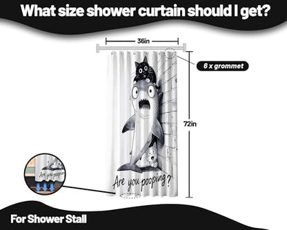 Small Stall Shower Curtain Rv Black Cat, 36 x 72 Inchs