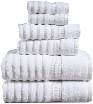 LANE LINEN Bath Towel Set 100% Cotton 6 Piece Soft Absorbent - White