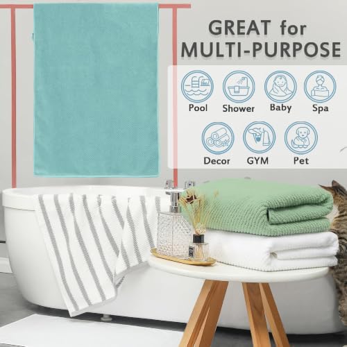 VOOVA & MOVAS Bath Towels 4PC, 100% Cotton, 30x56 in, Black White