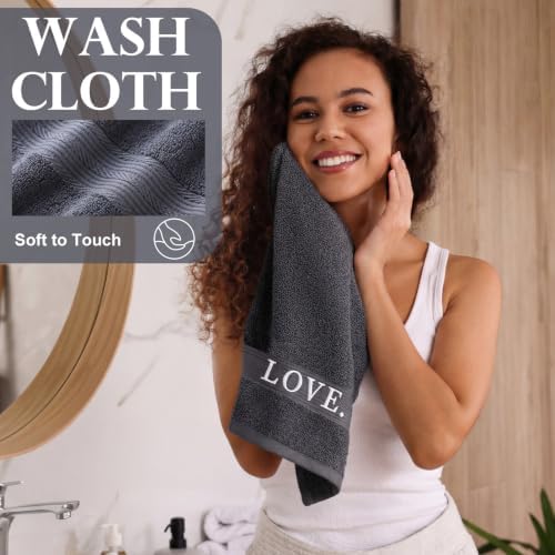 Hahafelt Decorative Bathroom Towel Set, Charcoal Grey