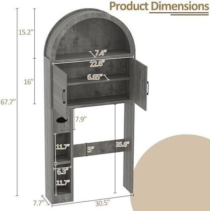 Spurgehom Over Toilet Storage Cabinet, Bathroom Arch Organizer, Grey