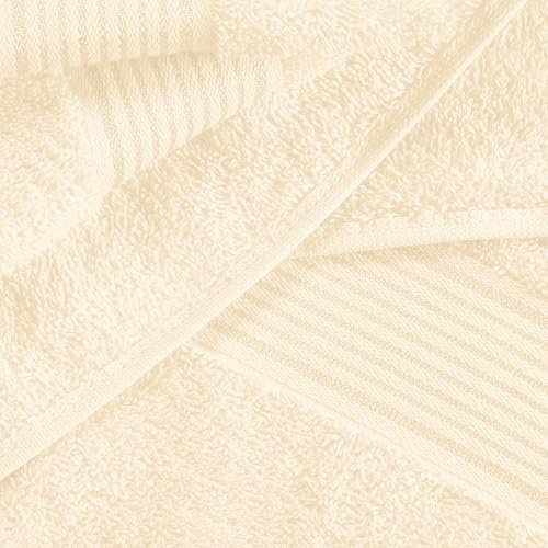 Belizzi Home Ultra Soft 6 Pack Cotton Towel Set, Contains 2 Bath Towels 28x55 inch, 2 Hand Towels 16x24 inch & 2 Wash Coths 12x12 inch, Ideal for Everyday use, Compact & Lightweight - Ivory