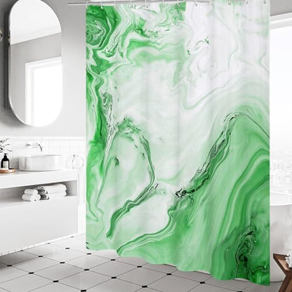 Emerald Green Marble Shower Curtain, Abstract Watercolor, 72 x 72 Inches