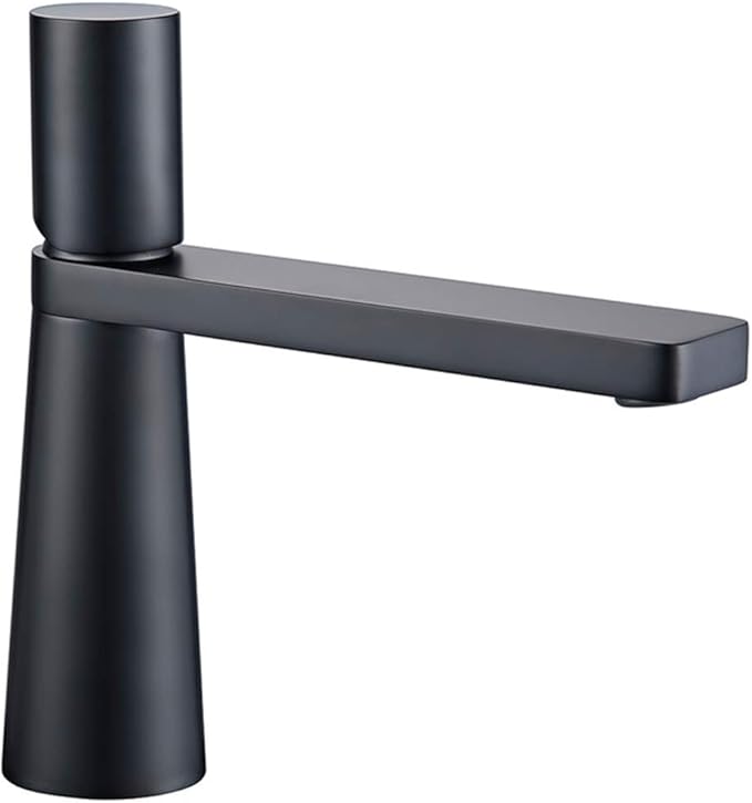 Faucet Bathroom Faucets Brass Hole Single Handle 360 Degree Rotation Deck Mounted Basin Hot and Cold Water Sink Tap Gun Grey (Matte Black) Faucet