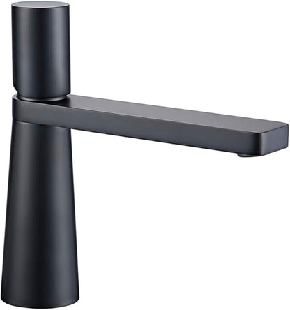 Faucet Bathroom Faucets Brass Hole Single Handle 360 Degree Rotation Deck Mounted Basin Hot and Cold Water Sink Tap Gun Grey (Matte Black) Faucet