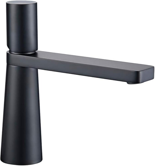 Faucet Bathroom Faucets Brass Hole Single Handle 360 Degree Rotation Deck Mounted Basin Hot and Cold Water Sink Tap Gun Grey (Matte Black) Faucet