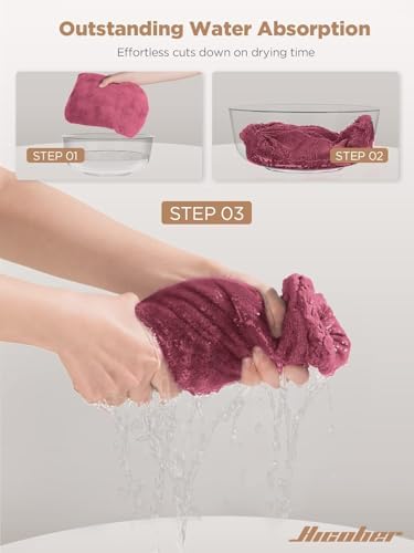 Hicober Microfiber Hair Towel Wrap for Women, Plum Navy Aqua Green, 3-Pack