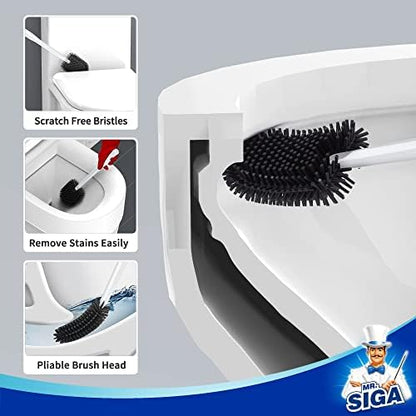 MR.SIGA Toilet Bowl Brush and Holder, Wall Mounted Toilet Brush, White