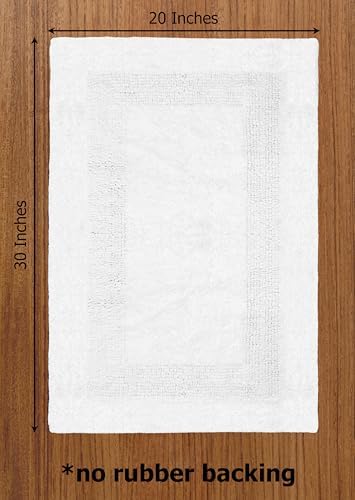 COTTON CRAFT 2 Pack Reversible Bath Mat - Soft Plush Bath Rug -20x30- White