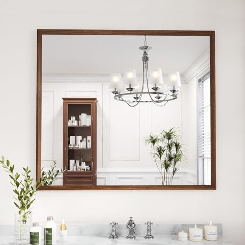 WEER Walnut Bathroom Vanity Mirror 40X36 Inch