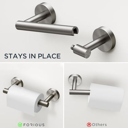 FORIOUS Toilet Paper Holder and Towel Ring Set, Bathroom Accessories Set