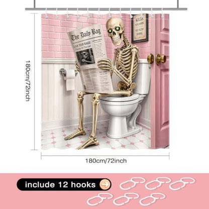 Funny Skeleton Shower Curtain Skull Halloween Bathroom Decor Shower Curtain