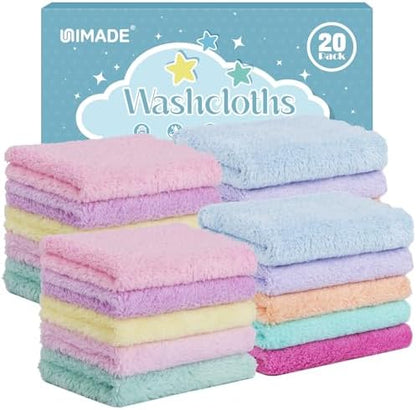 UNIMADE Baby Washcloths, Super Soft Microfiber Coral Fleece Wash Cloths