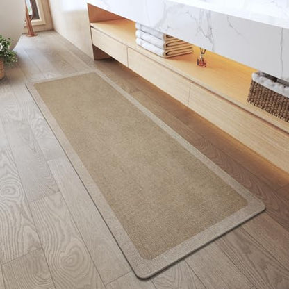 YDKGL Bathroom Runner Rug, Long Thin Bath Mat Fit Under Door, Brown 17x47