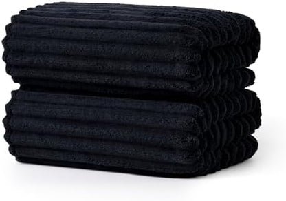 ecolook Black Bath Towel Set of 2, 31 x 63 in, Soft and Highly Absorbent, Lightweight Microfiber Towels for Bathroom, Gym, Hotel and Spa