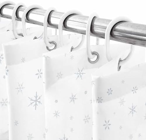 Shower Curtain Bathroom Set Christmas Tree Forest Gradient Green Waterproof Shower Curtains with Grommets Hooks Winter Snowflakes Gray Privacy Bath Curtain for Bathtub Decor 72x72in