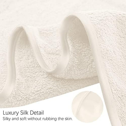 TENSTARS Silk Hemming Hand Towels for Bathroom - Quick Drying - Ultra Soft Microfiber Absorbent Towel for Bath Fitness, Gym, Shower, Hotel, and Spa - 16x28 Inch | Set of 6, Cream