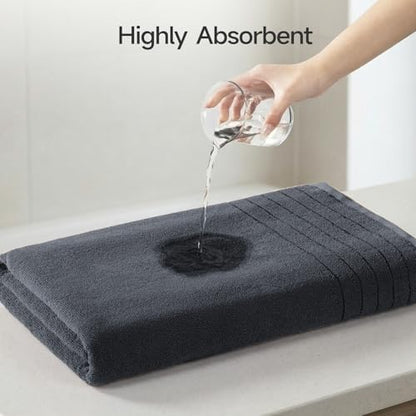 REDKISS 2 Pack Extra Large 35x70 Inch Cotton Bath Towels, Gray