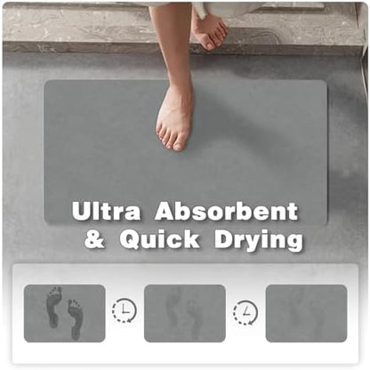TYUU Thin Bath Mat, Bathroom Rugs Non Slip Washable, 24x48 Light Grey