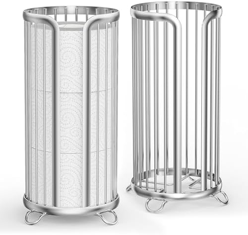 Toilet Paper Holder Stand, Freestanding Toilet Paper Storage,2 Pack,Silver