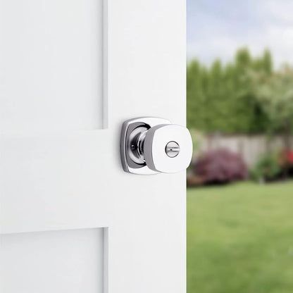 Kwikset Arroyo Knob Entry Door Knob with Lock and Key, Secure Keyed Handle Exterior Doorknob, Front Entrance and Bedroom, Polished Chrome, Pick Resistant SmartKey Rekey Security